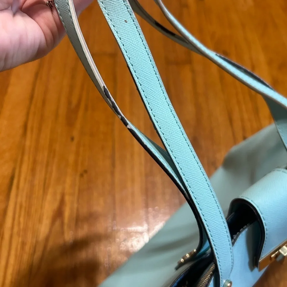 Trina Turk satchel purse bag, mint/turquoise, Pre owned And Flawed